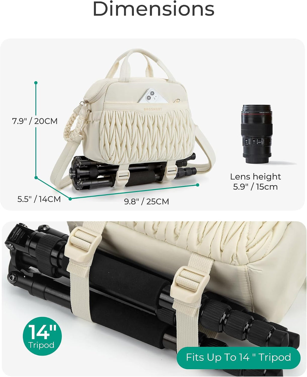 Camera Sling Bag, Portable Small Camera Bags for Photographers with Tripod Holder, Waterproof DSLR/SLR/Cute Camera