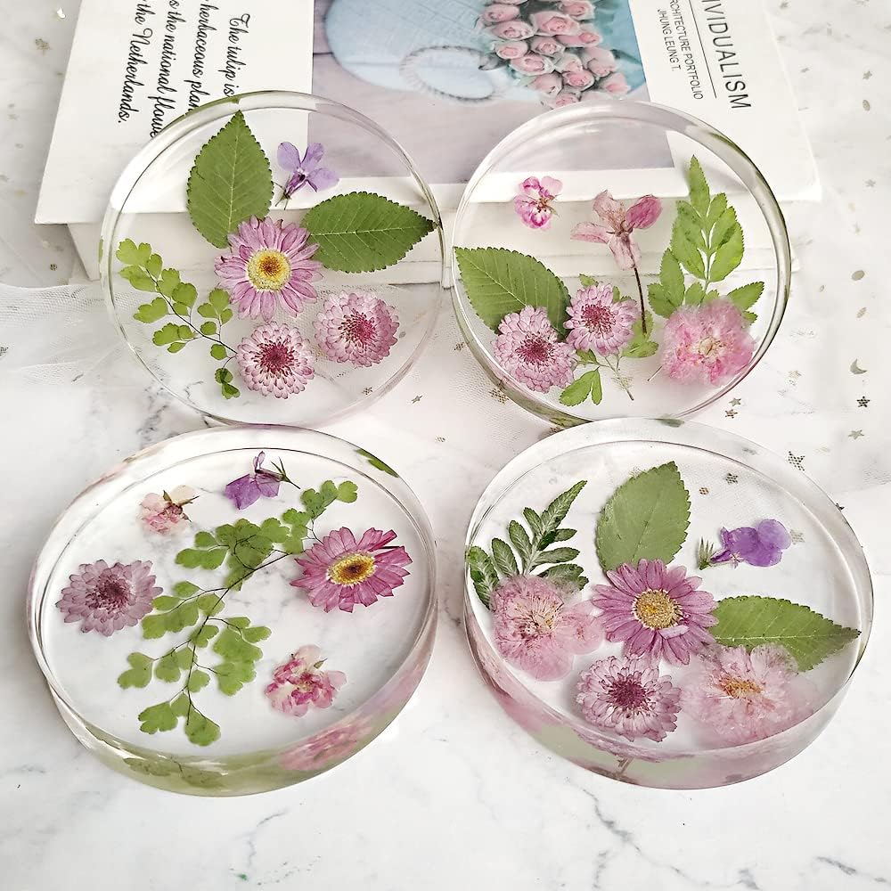 6-Cavity Deep Round Coaster Molds, 4 Inches Coaster Silicone Molds for Epoxy Resin, Coaster Resin Molds for Flower