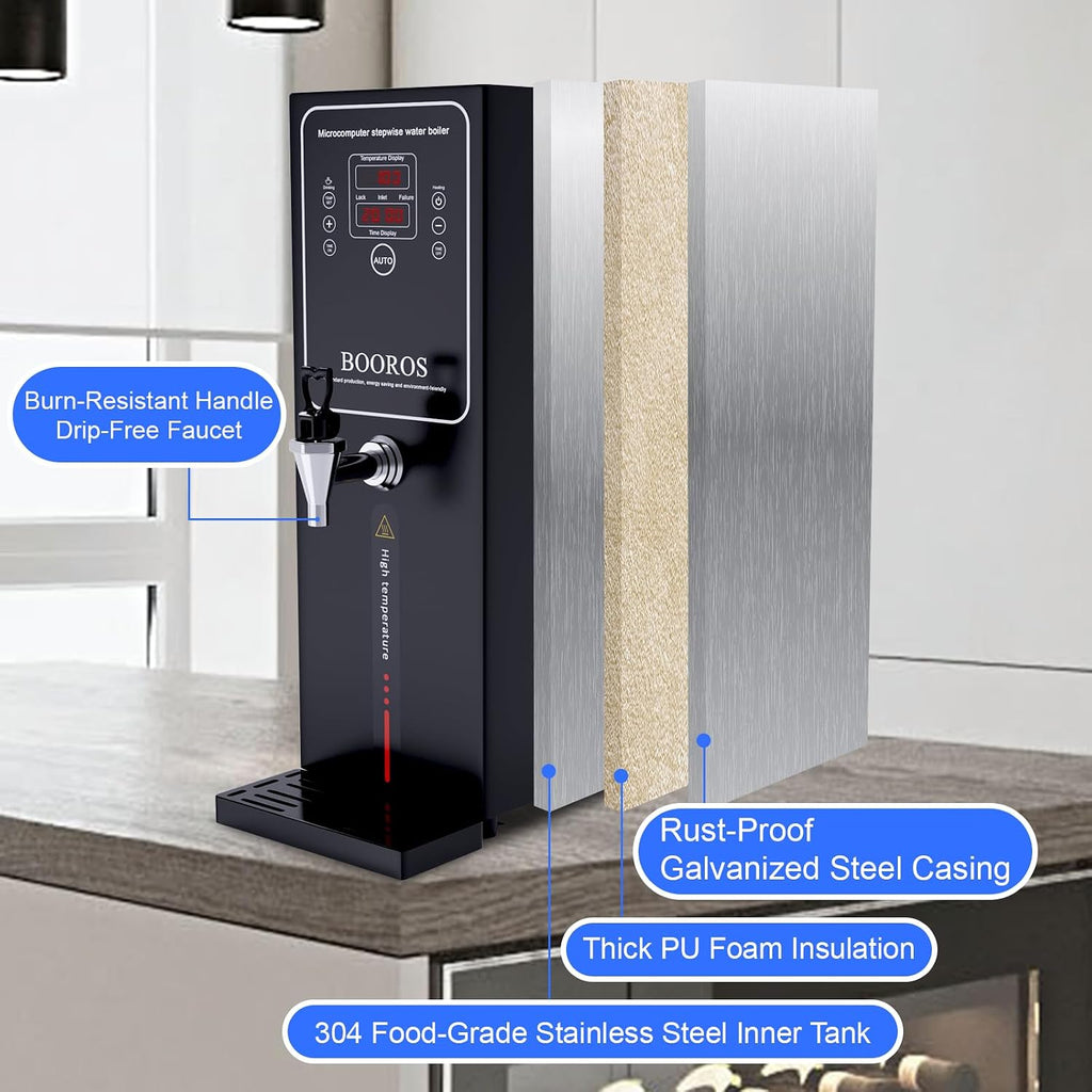 15L Commercial Hot Water Dispenser, 1500W Step Heating, Black
