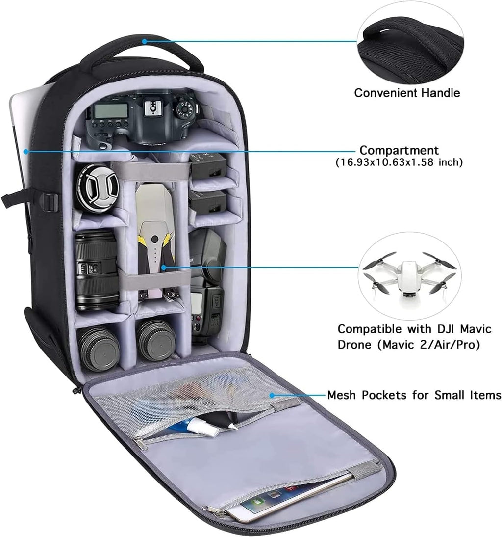 Camera Backpack, DSLR/SLR/Mirrorless Photography Camera Bag | 15-16 inch Waterproof Hardshell Case with Tripod