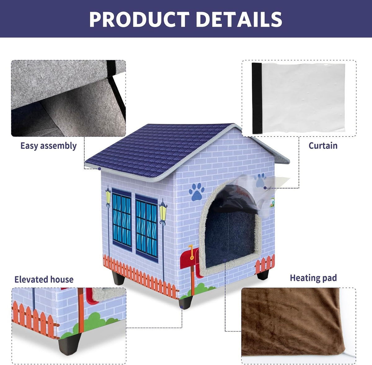 Heated Cat Houses for Indoor/Outdoor Cats with Elevated Heated Cat Bed Waterproof Providing Safe Feral Cats, Easy to
