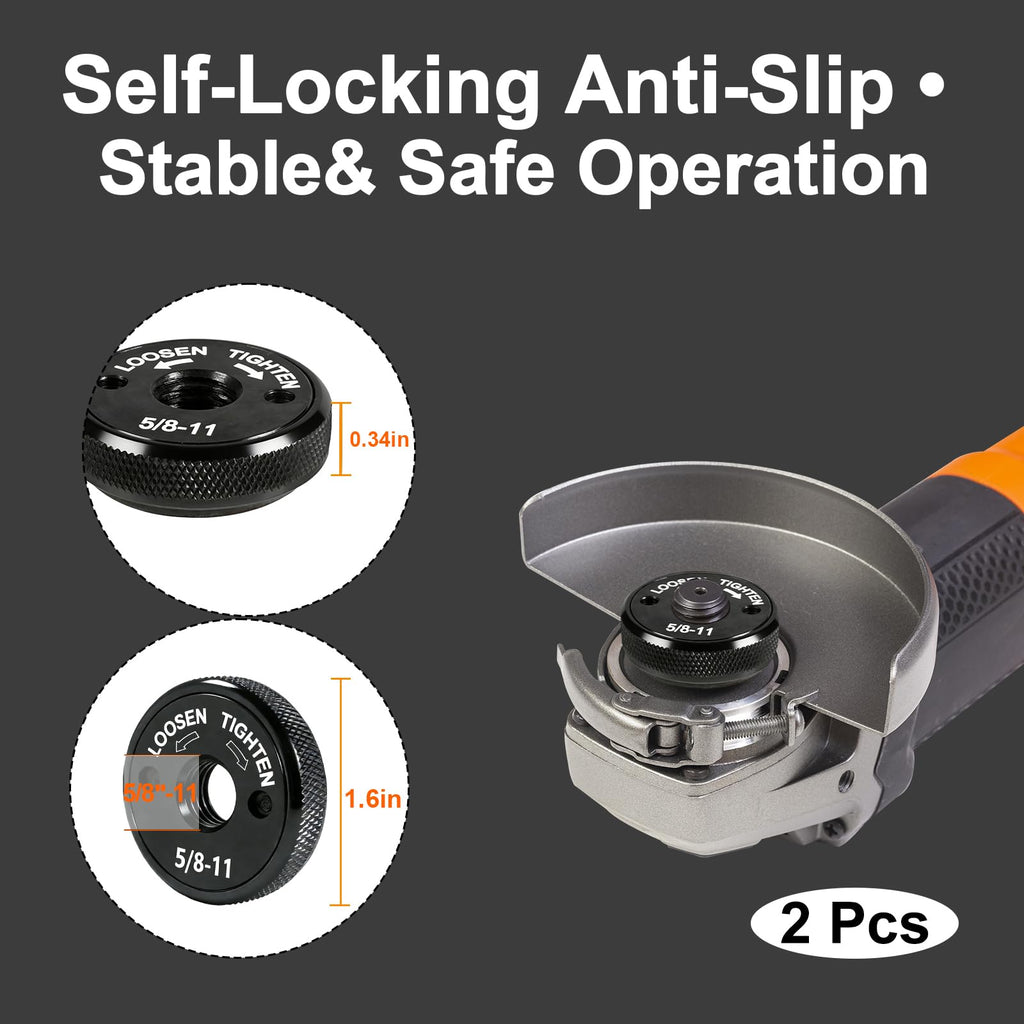 Angle Grinder Nut 5/8"-11, 2 PCS Self-Locking Flange Nuts