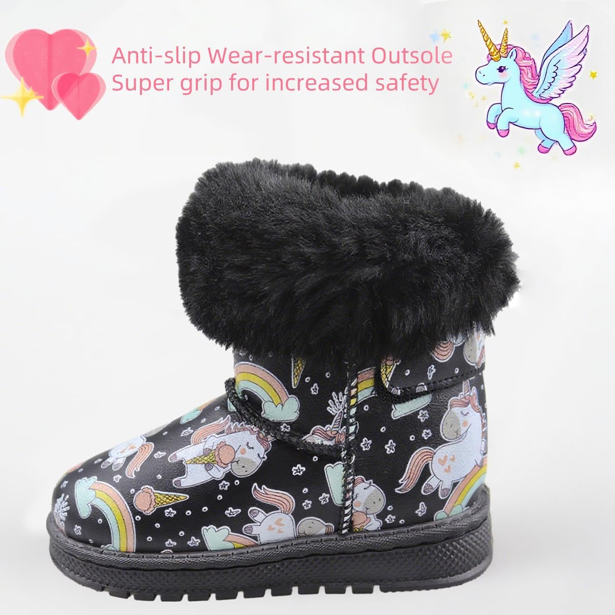 Girls Boots Unicorn Christmas Winter Boot for Toddler Little/Big Kid | Gift, Comfort, Warm, Cozy, Water-Resistant