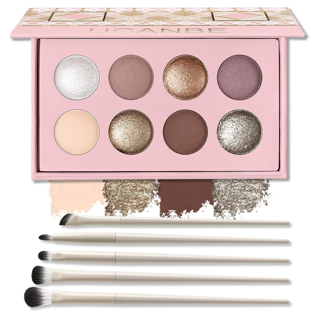 Baked Eyeshadow Palette Set, Matte & Shimmer Metallic Eye shadow, High Pigment Makeup Palette, Soft Blendable &