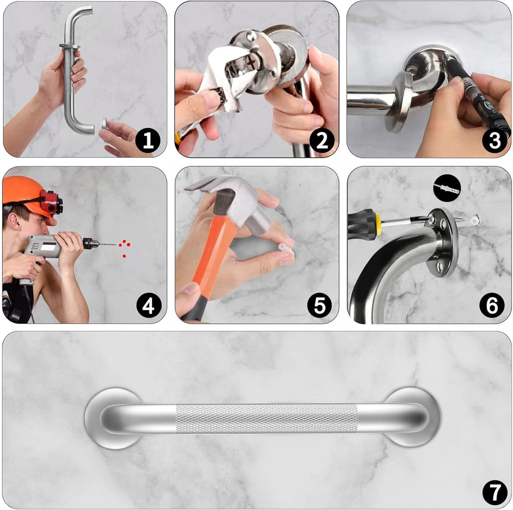 Grab Bars for Shower, 2 Pack 16 Inch Anti-Slip Safety Shower Handle for Senior, Stainless Steel Shower Grab Bars