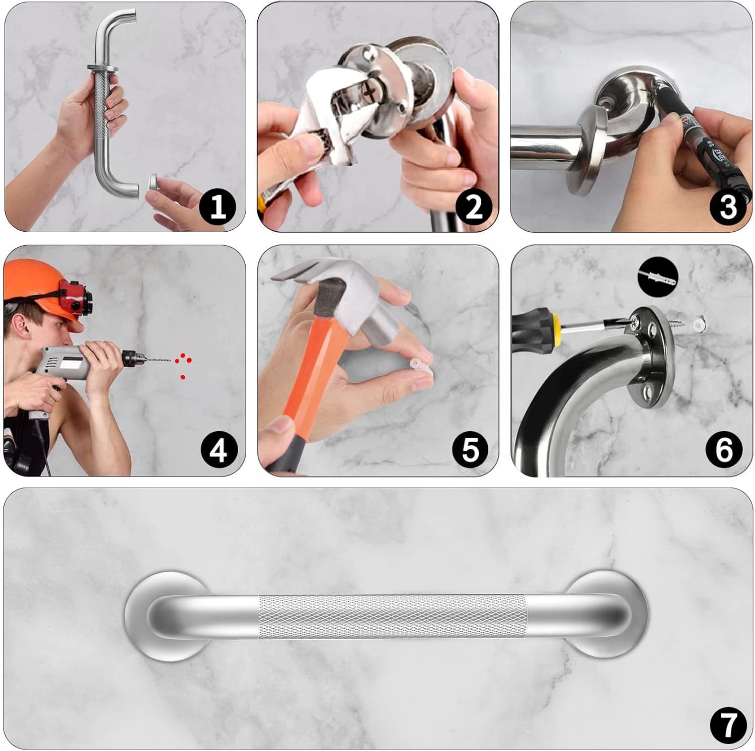 Grab Bars for Shower, 2 Pack 16 Inch Anti-Slip Safety Shower Handle for Senior, Stainless Steel Shower Grab Bars