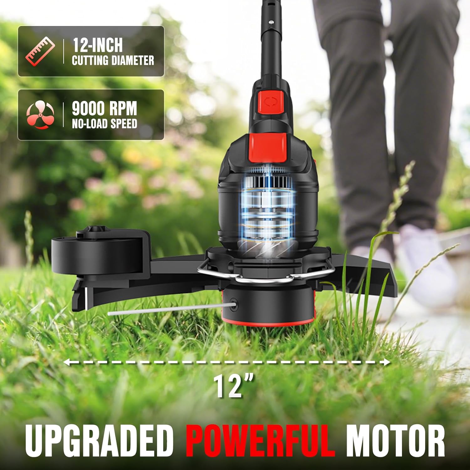 2-in-1 Cordless Weed Wacker & Edger, 20V 12'' Electric Weed Eater | Auto Line Feed, Battery Powered String Trimmer