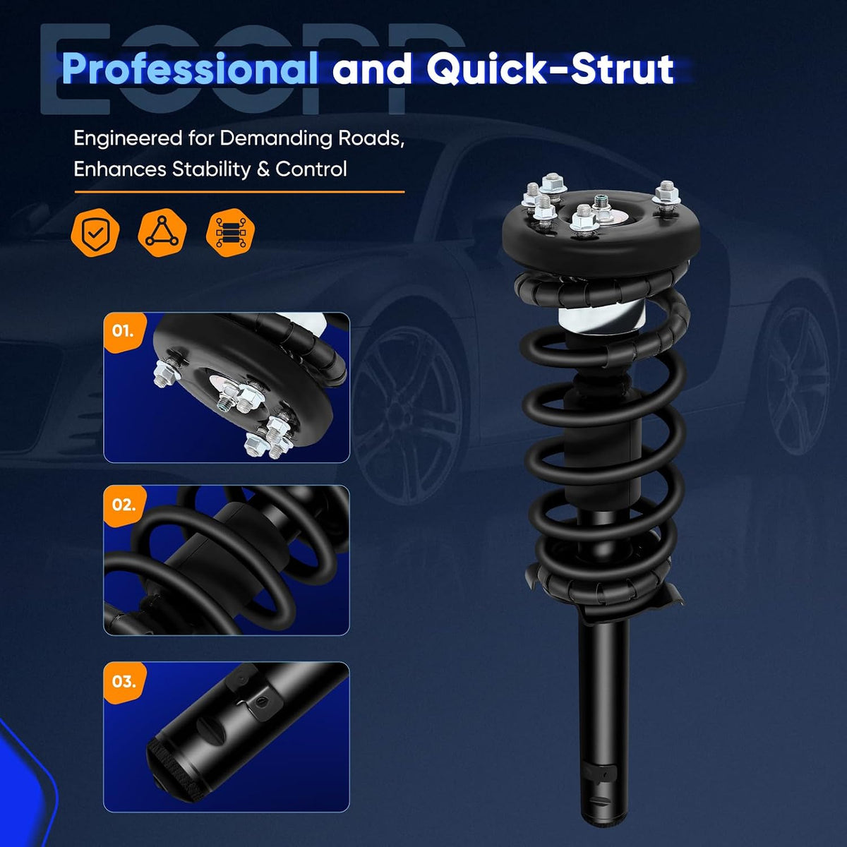 ECCPP Complete Struts Spring Assembly Front Struts Fit for Honda for Accord