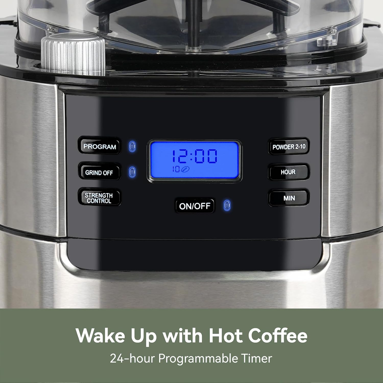 All In One 10-Cup Grind & Brew Coffee Maker with Built-In Burr Grinder | 24-Hour Programmable Timer, 1.5L Water Tank