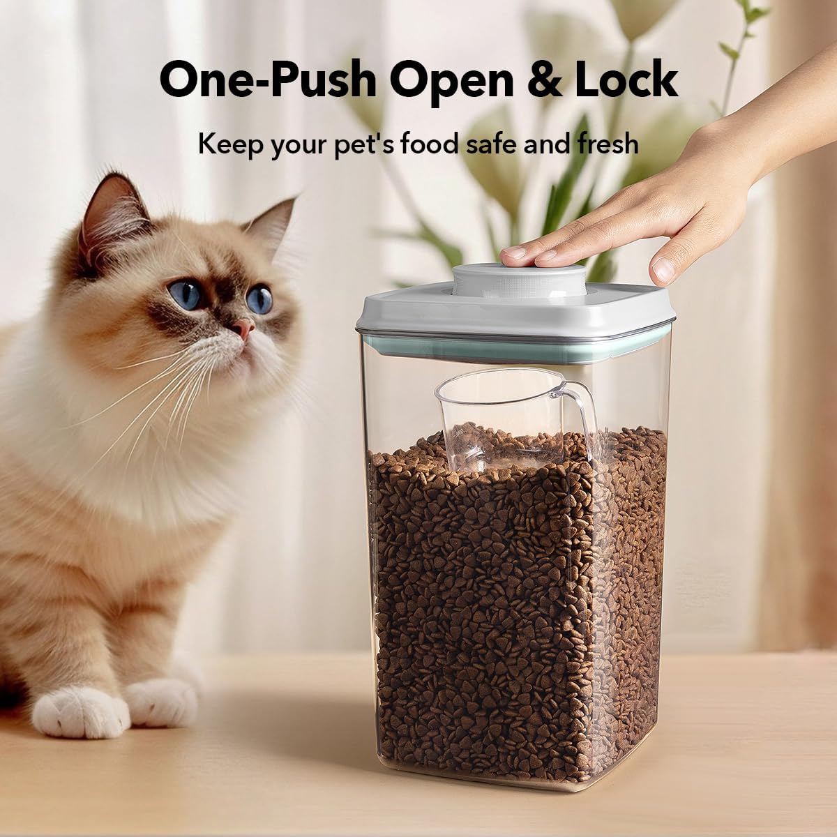 Dog Food Storage Container with 130ml Scoop – 4L/4.2qt Airtight Dog Food Container for Kibble & Treats, BPA-Free Cat