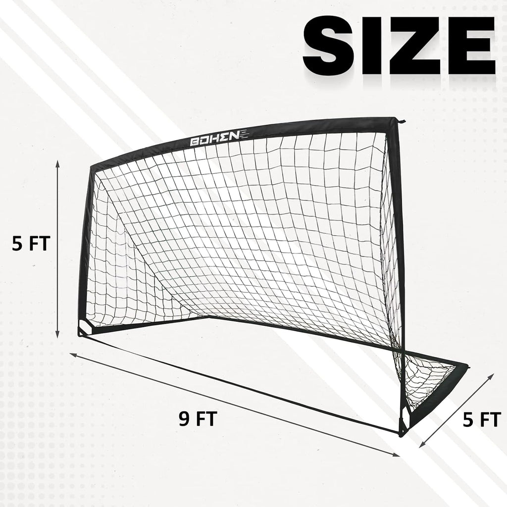 Soccer Goals for Backyard, 6x4 / 9x5 FT Soccer Net with Target Gate | Easy Set Up, Foldable Frame, Stable Poles and