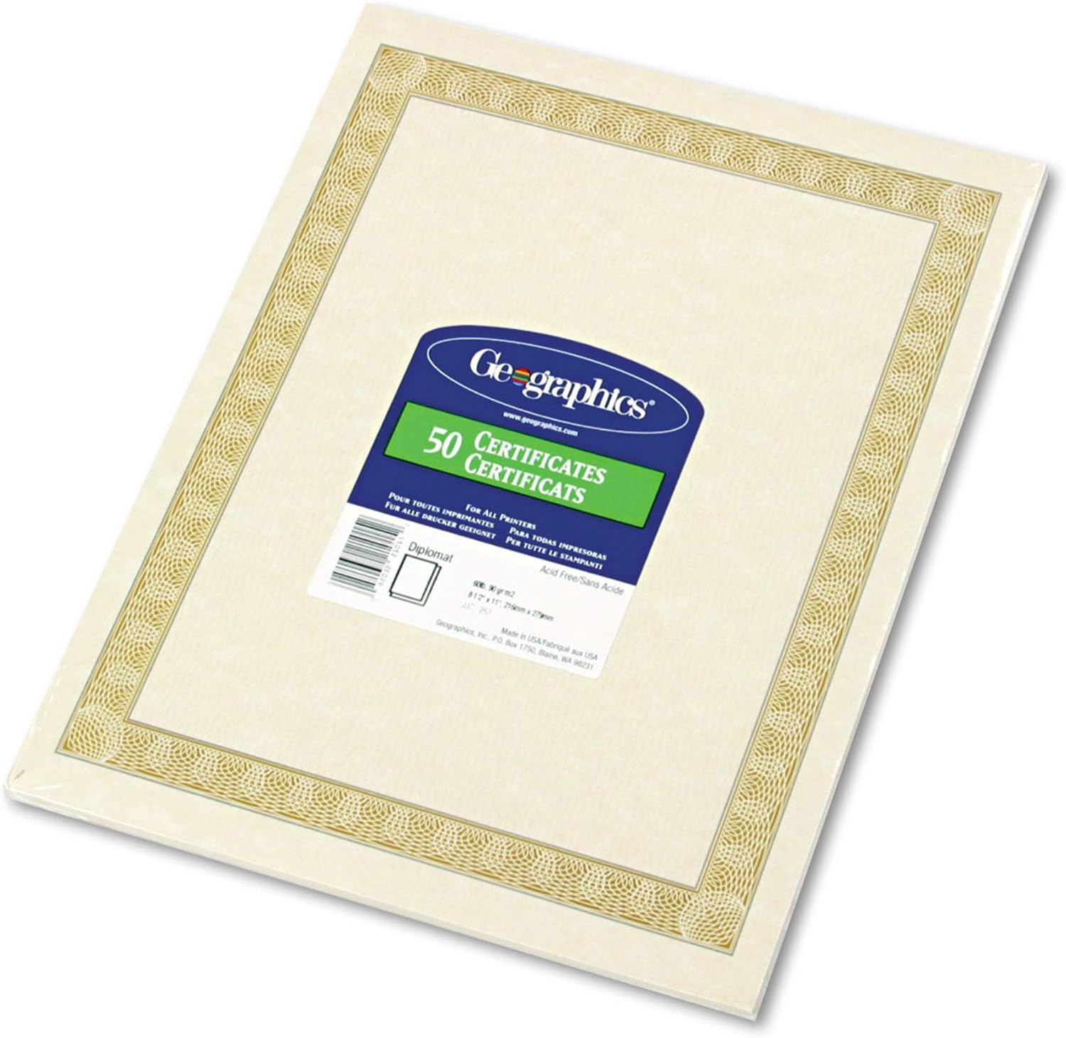 Award Certificate Paper Natural Diplomat Golden Border