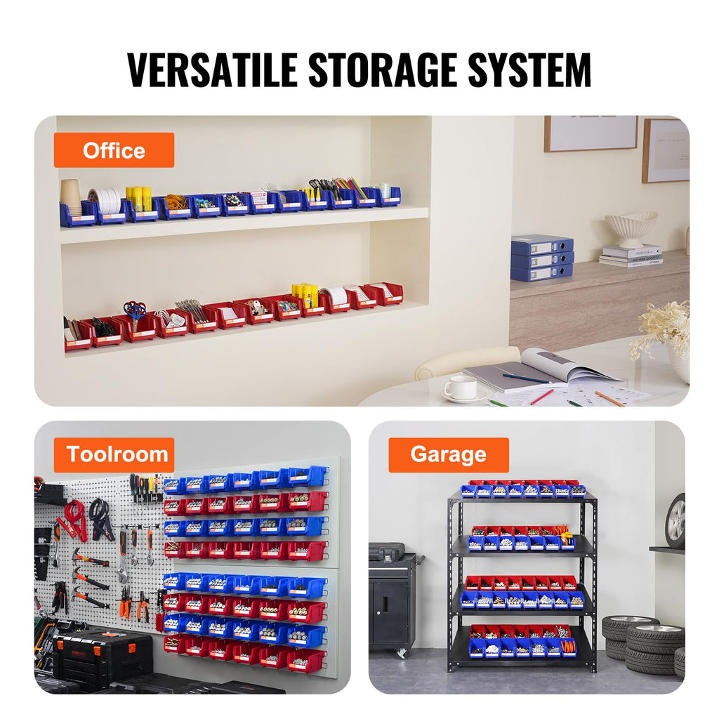 Plastic Storage Bins 24 Pack (5 x 4 x 3-Inch), Hanging Stackable Storage Organizer Bins, Heavy Duty Stacking
