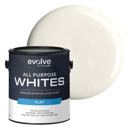 All Purpose Whites Paint & Primer, Flat (Alabaster), 1 Gallon – Interior Latex, Excellent Touch-Up, High Hiding
