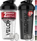 2 Pack 28oz Protein Shaker Bottle for Protein Mixes, Black/Transpar | 2x Wire Whisk, Leak Proof Shaker Cups for