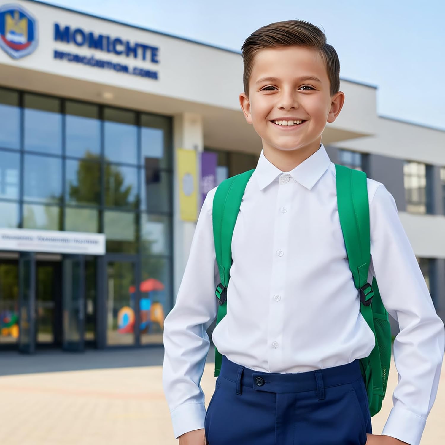 Boys Girls Long Sleeve Button Down Shirts White Uniform Blouse School Top Formal Collared Outfits for Kids