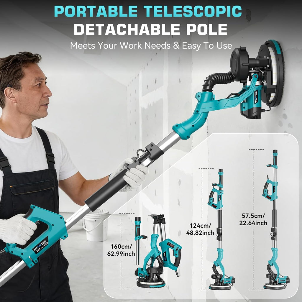 Drywall Sander with Vacuum Dust Collector, 1000W Popcorn Ceiling Removal Tool, Electric Drywall Sander with Digital