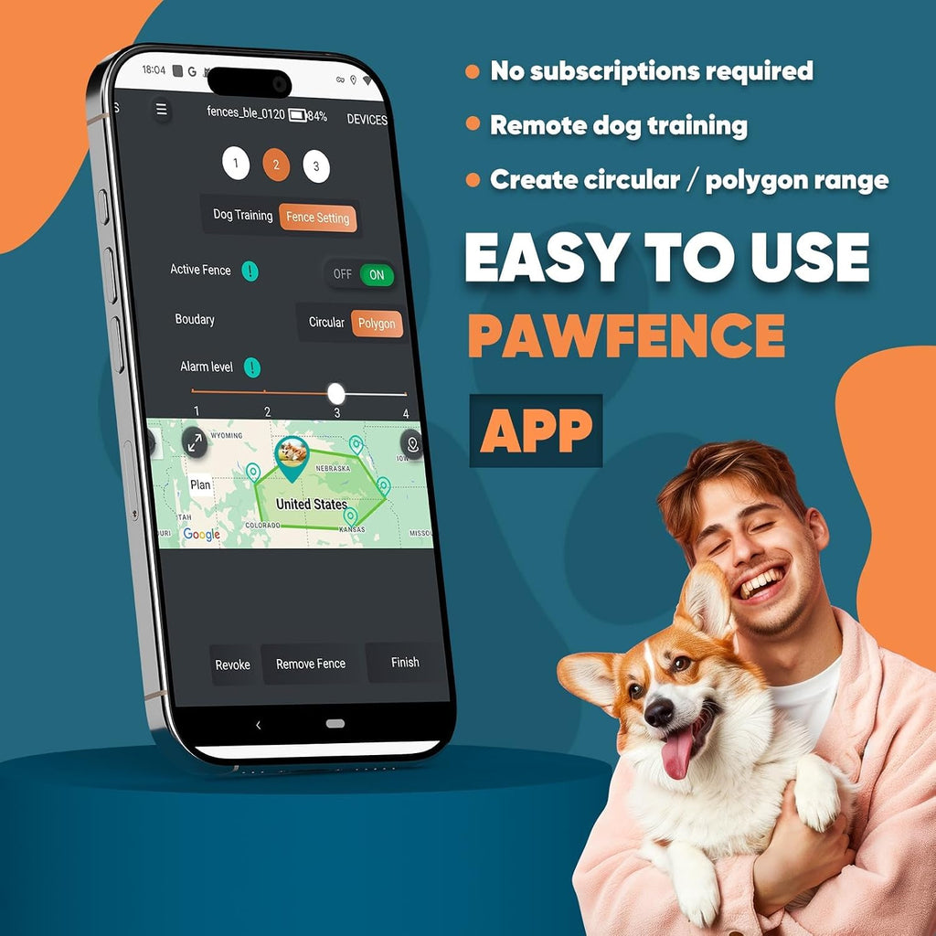 GPS Wireless Dog Fence, Electric Fence System with Training Collar