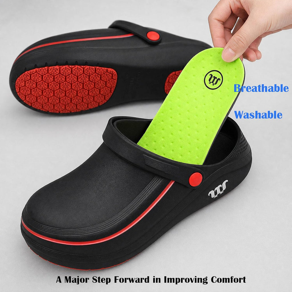 Men's Women's Work Clogs - Unisex Garden Chef Shoes Non Slip Waterproof Nurse Kitchen Food Service Shoes