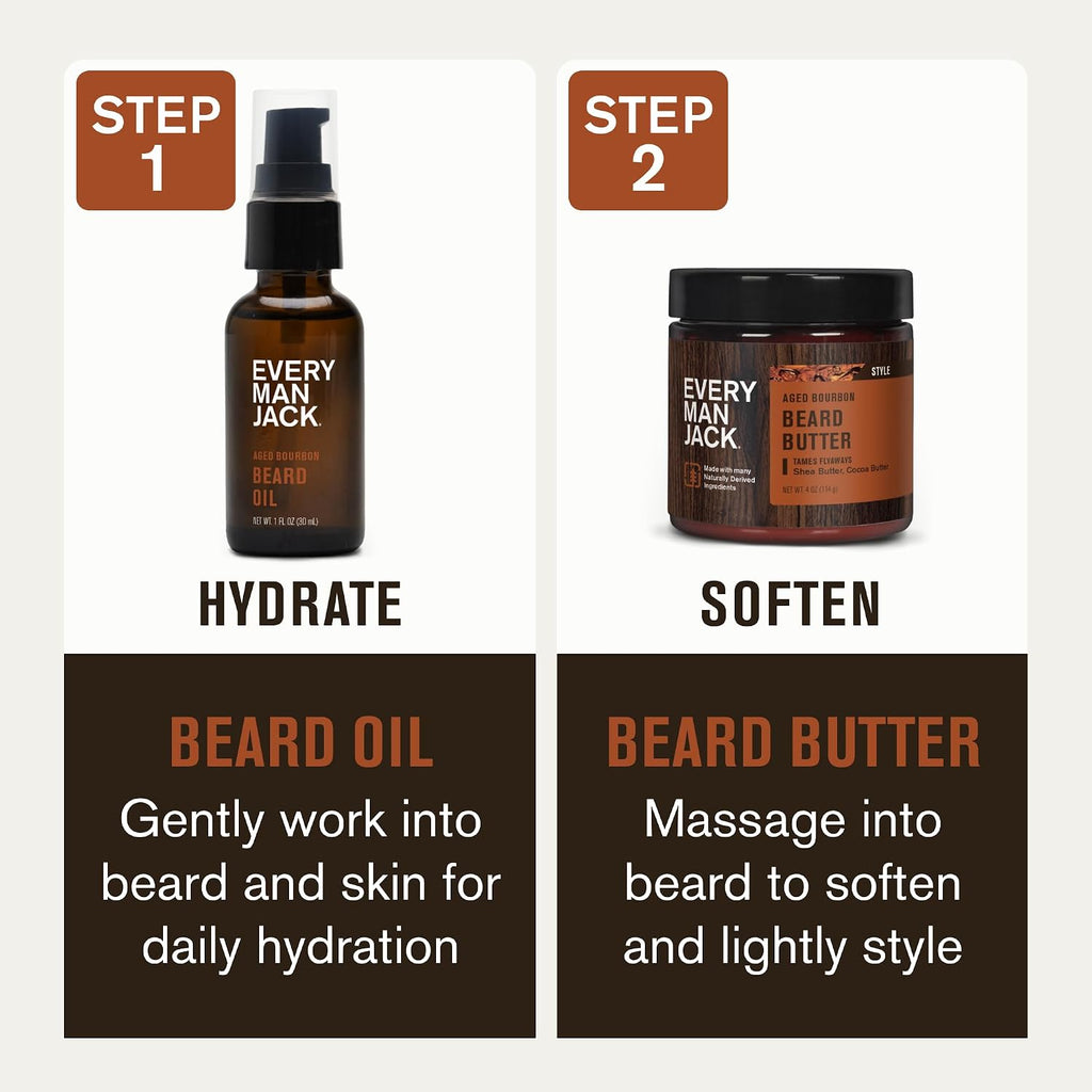 Hydrating Beard Oil & Butter for Men, Aged Bourbon | Condition, Soften & Style Dry Beard & Scruff, Naturally Derived