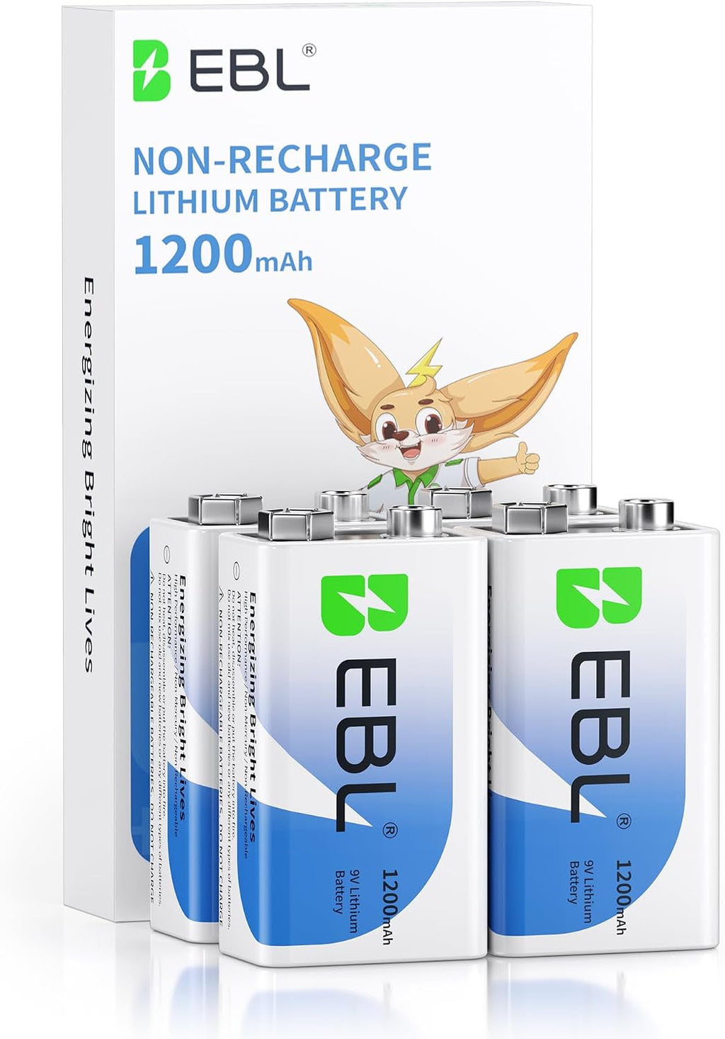 9V Lithium Batteries 4 Pack, 1200mAh Non-Rechargeable 9V Batteries - High Performance Lithium Metal Battery with