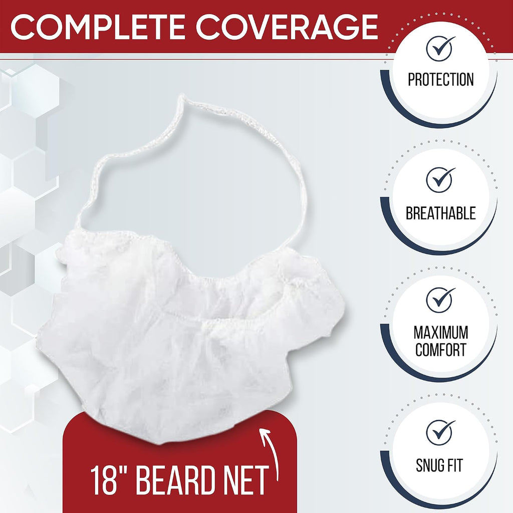 Case of 1000 Disposable Beard Nets for Men - Full Coverage Beard Covers, Breathable Beard Guards Food Service