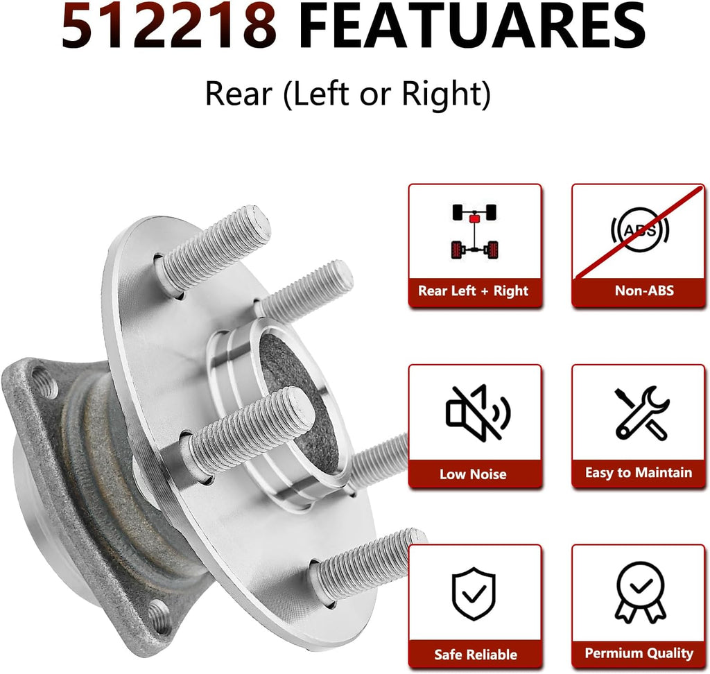 JLEO 512218 (Pair) Rear Wheel Bearing for Toyota Corolla 2003-2008,for Toyota Celica 2000-2005,for Toyota Matrix 2003-2008,for Pontiac Vibe 2003-2008 Non-ABS Wheel Hub Assemblies Replacement
