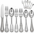 Hotel Flatware Silverware Set for 12-90 Piece 18/10 Stainless Steel Cutlery Set, Elegant Dinner Forks, Knives, Spoons