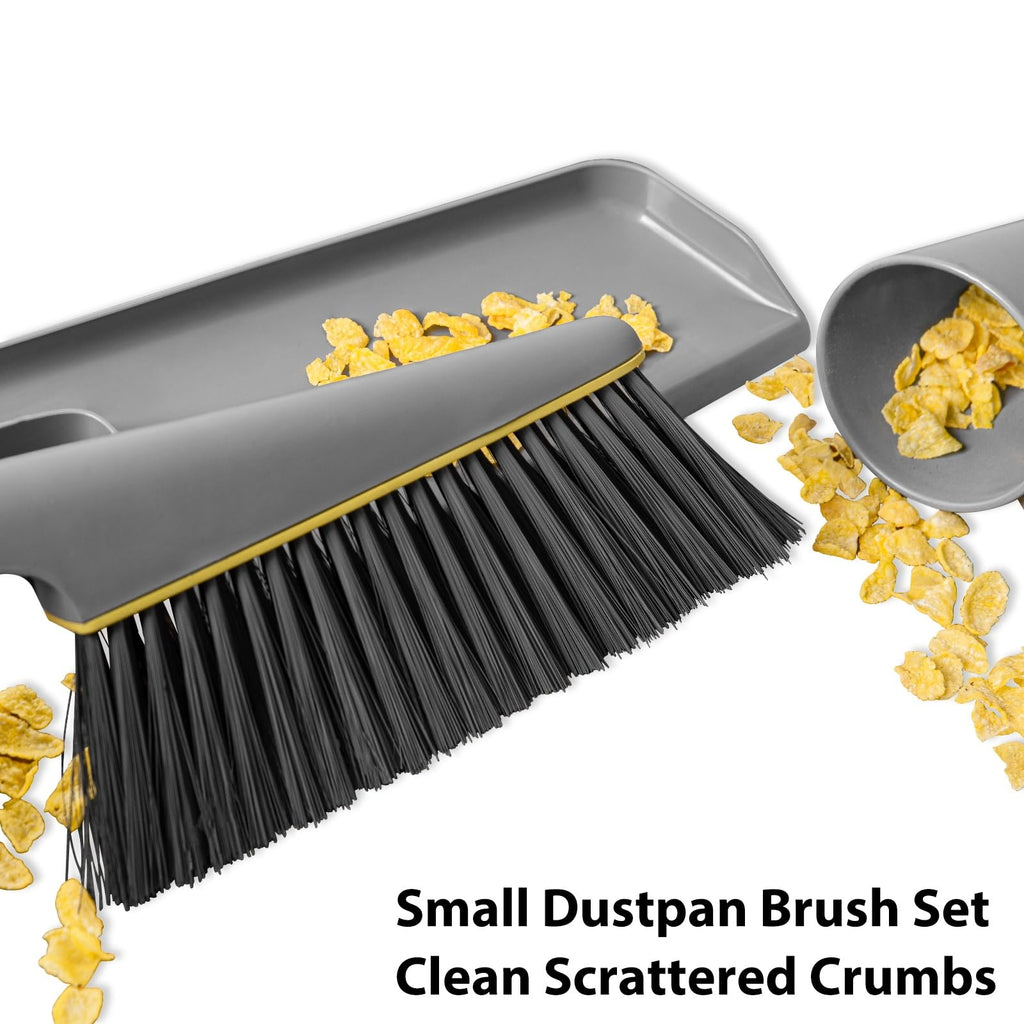 Small Broom and Dustpan Set, Hand Mini Dust-Pan and Brush,1 Pcs Gray