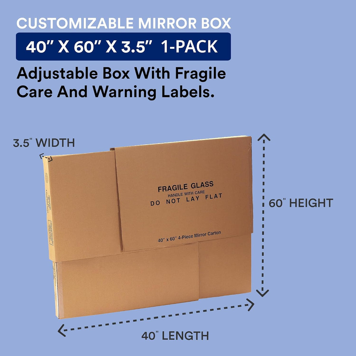 Moving Box 40"L x 3 1/2"W x 60"H, 1-Pack TV Sized Corrugated Cardboard Box for Shipping, Mailing, Packing, Packaging
