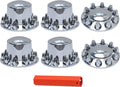 Chromed ABS Plastic Hubcaps Front and Rear Wheel Axle Cover Set with 33mm Thread-On Lug Nut Covers for Semi Trucks