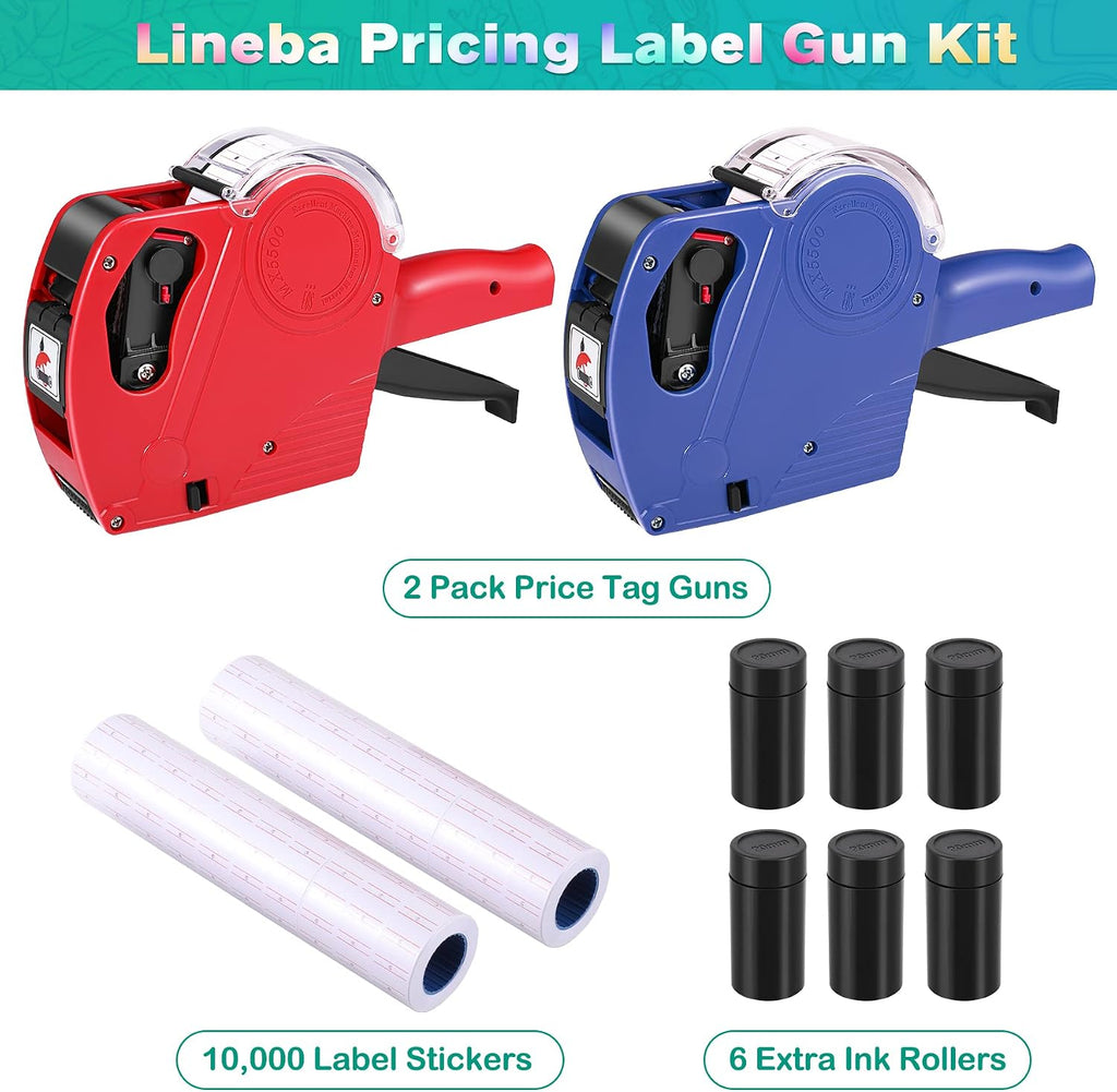 MX-5500 2-Pack Price Tag Gun, 8-Digit with 11,000 Labels & 8 Rollers | 1-Line Pricing Gun Kit for Retail Store