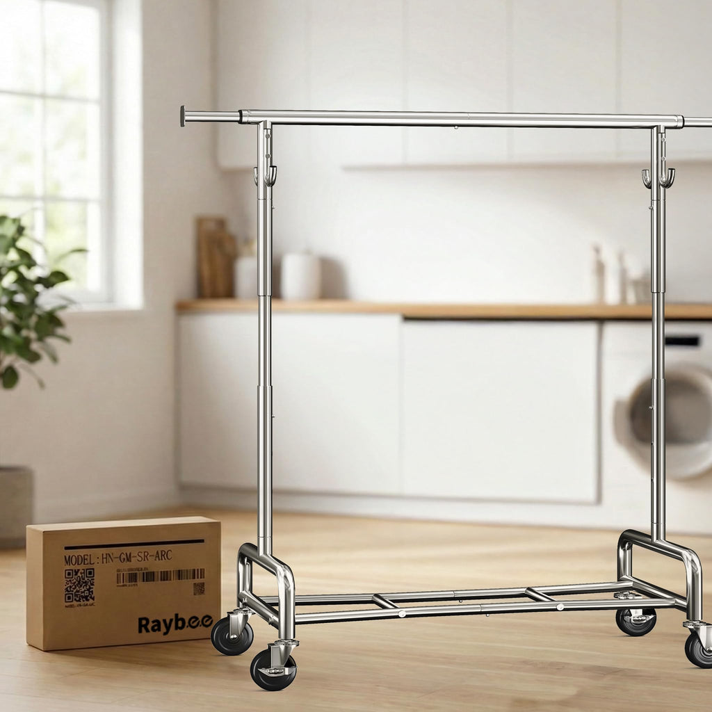 75" Wide Clothes Rack with 4 Extra Hooks Heavy Duty Clothes Rack
