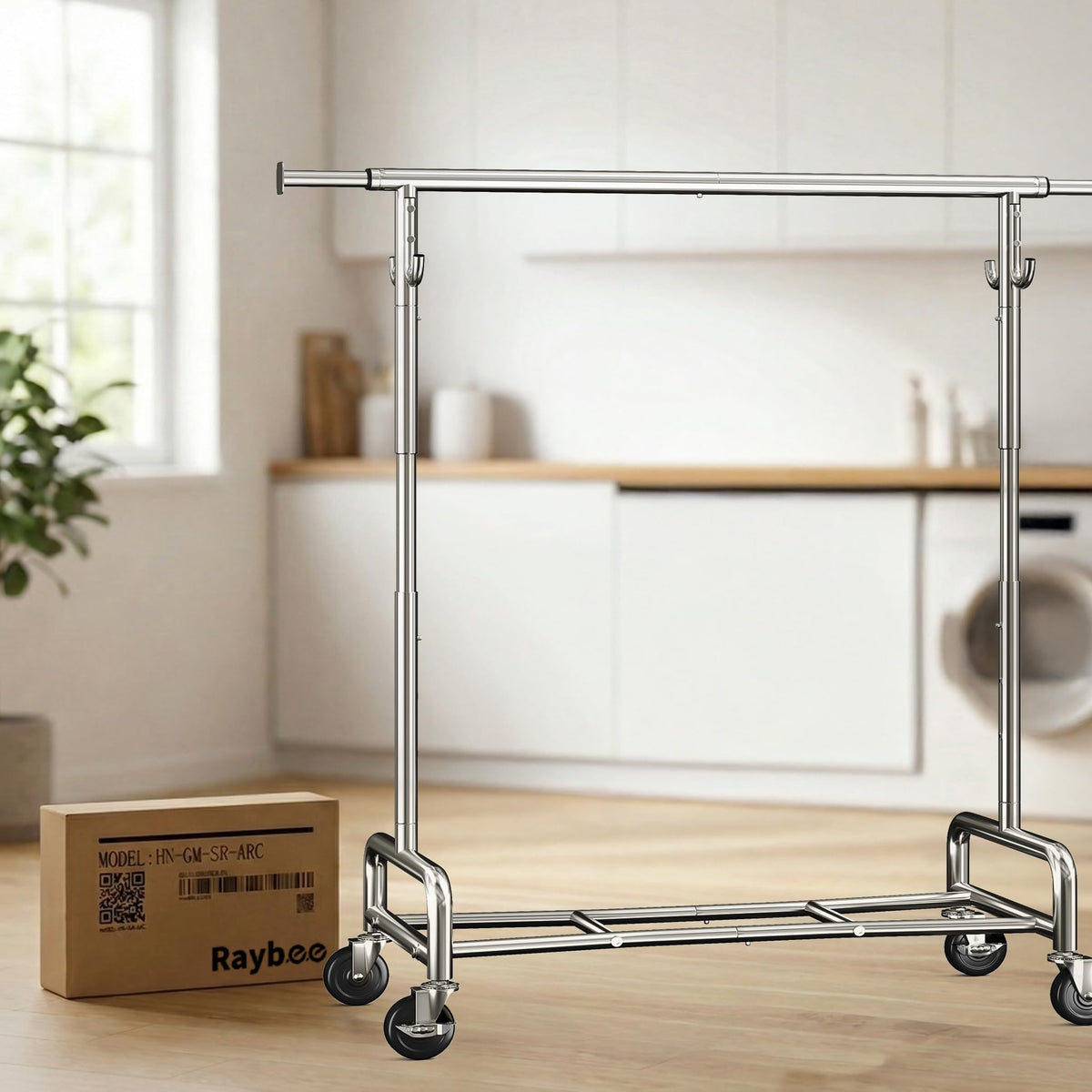 75" Wide Clothes Rack with 4 Extra Hooks Heavy Duty Clothes Rack