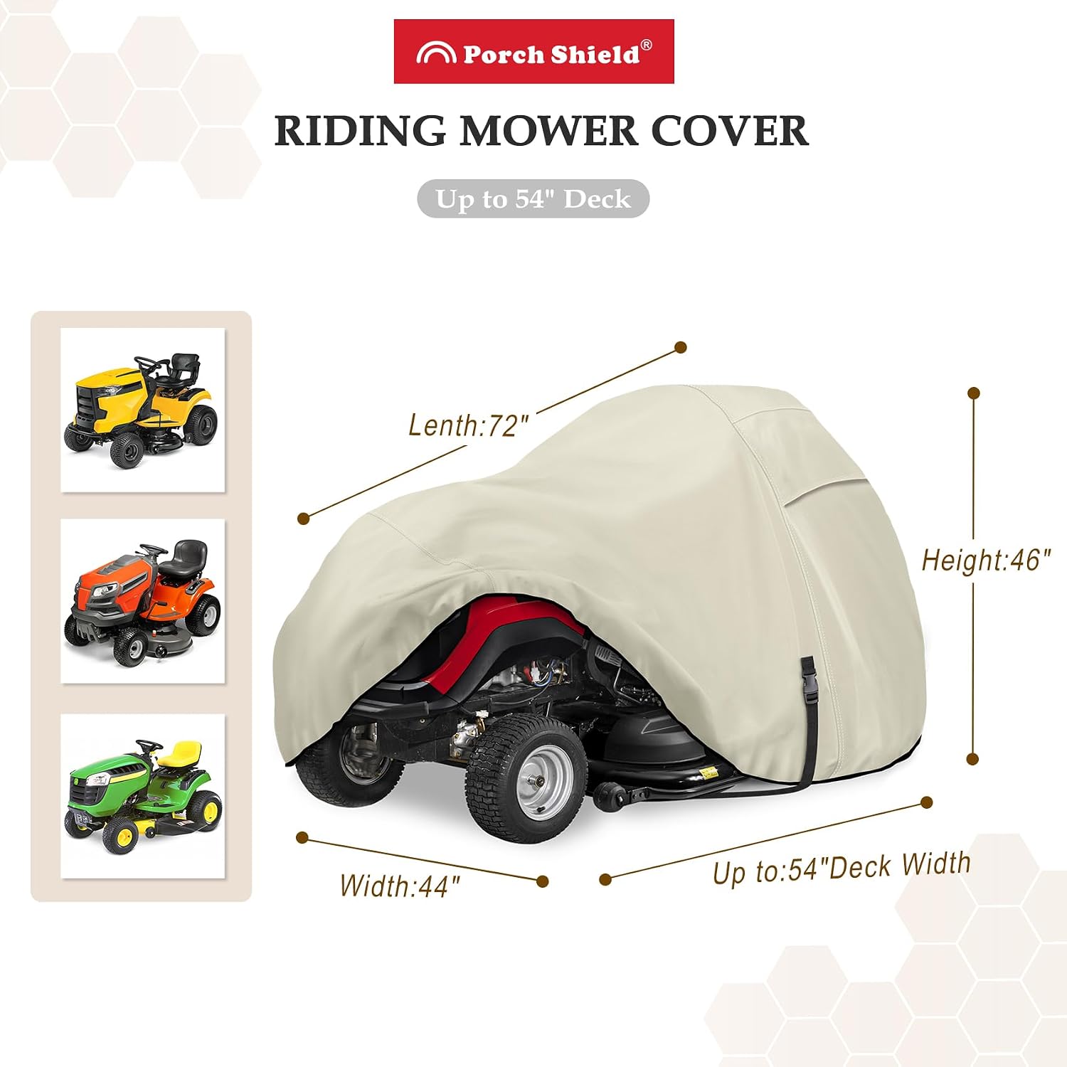 Heavy Duty 600D Polyester Lawn Tractor Cover Waterproof Universal Riding Lawn Mower Cover (Up to 54 inches Decks