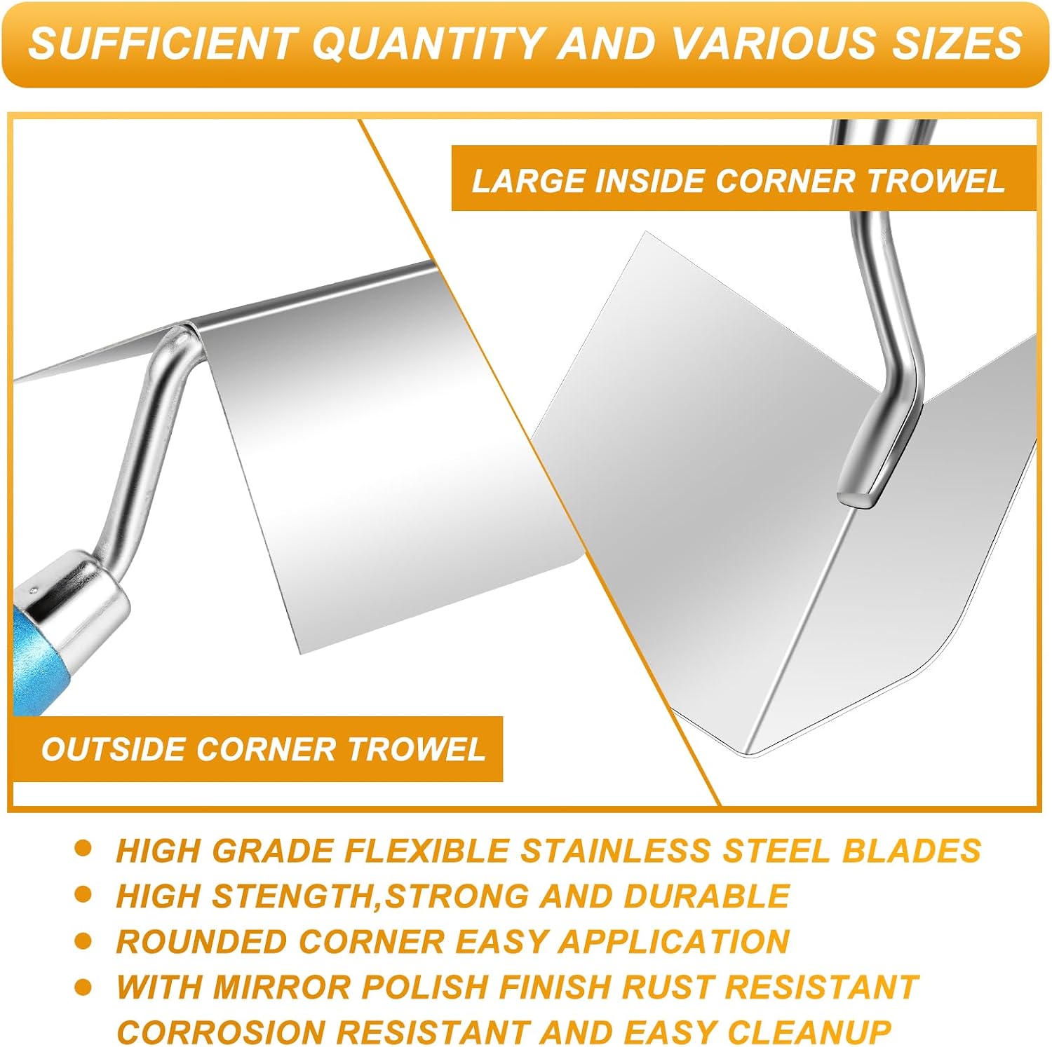 9 Pcs Drywall Knife and Drywall Corner Tool Set Includes Paint Scraper Knives Inside Outside Stainless Steel Corner
