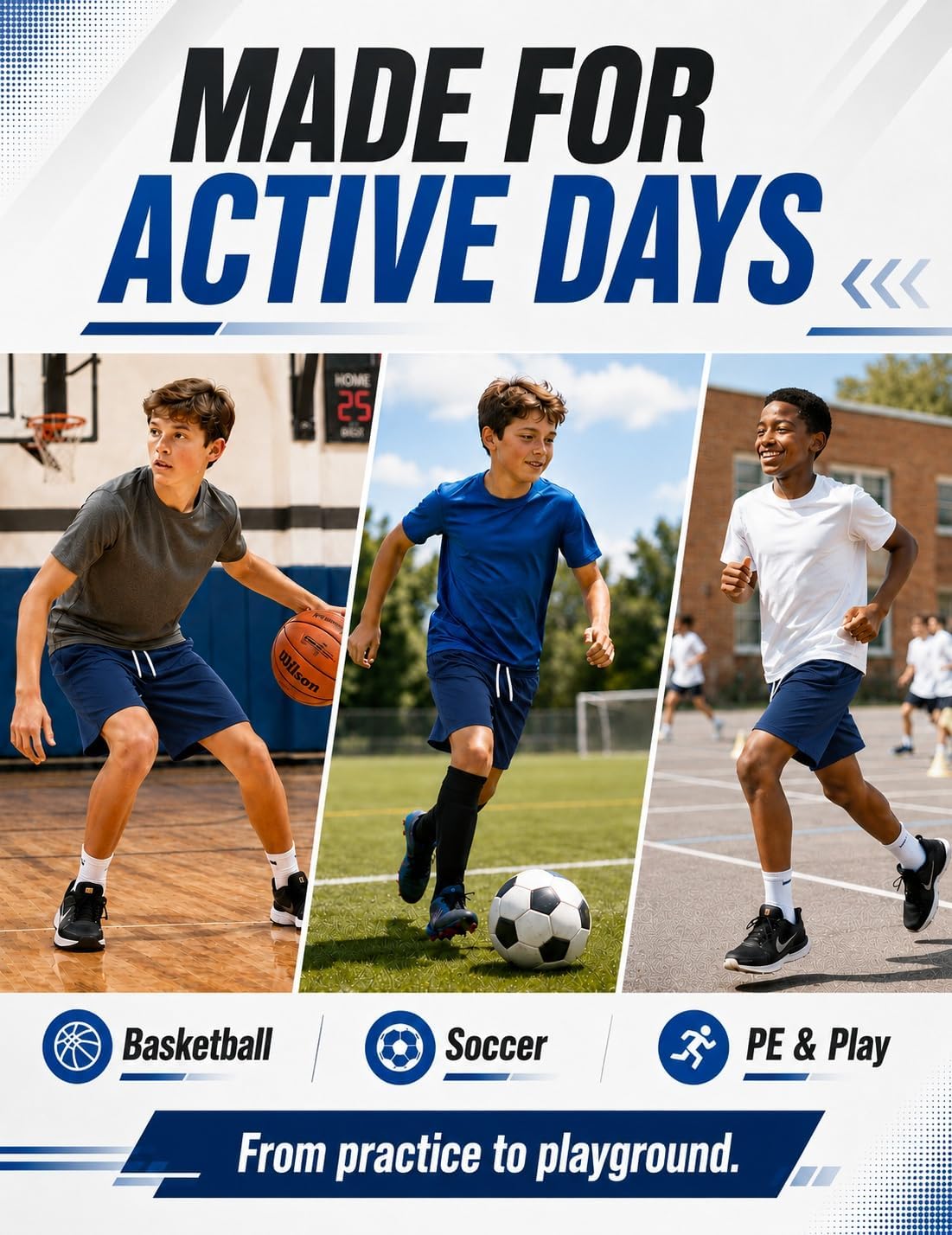 Boys Athletic Shorts Mesh Basketball Soccer Shorts Breathable Quick Dry Running Gym Shorts for Youth 5-18 Years