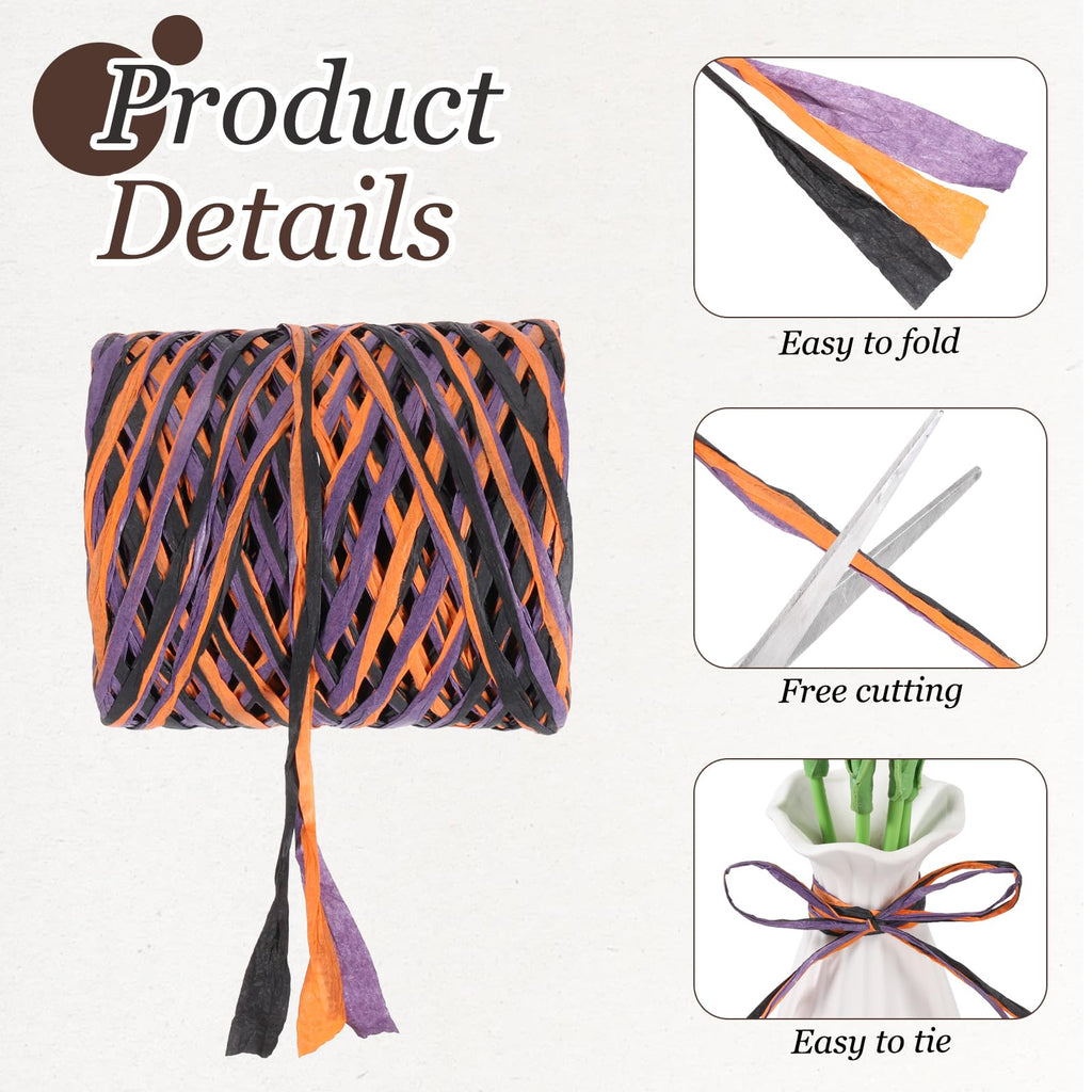 Raffia Ribbon 164 Yard 5mm Wide Orange Black Purple