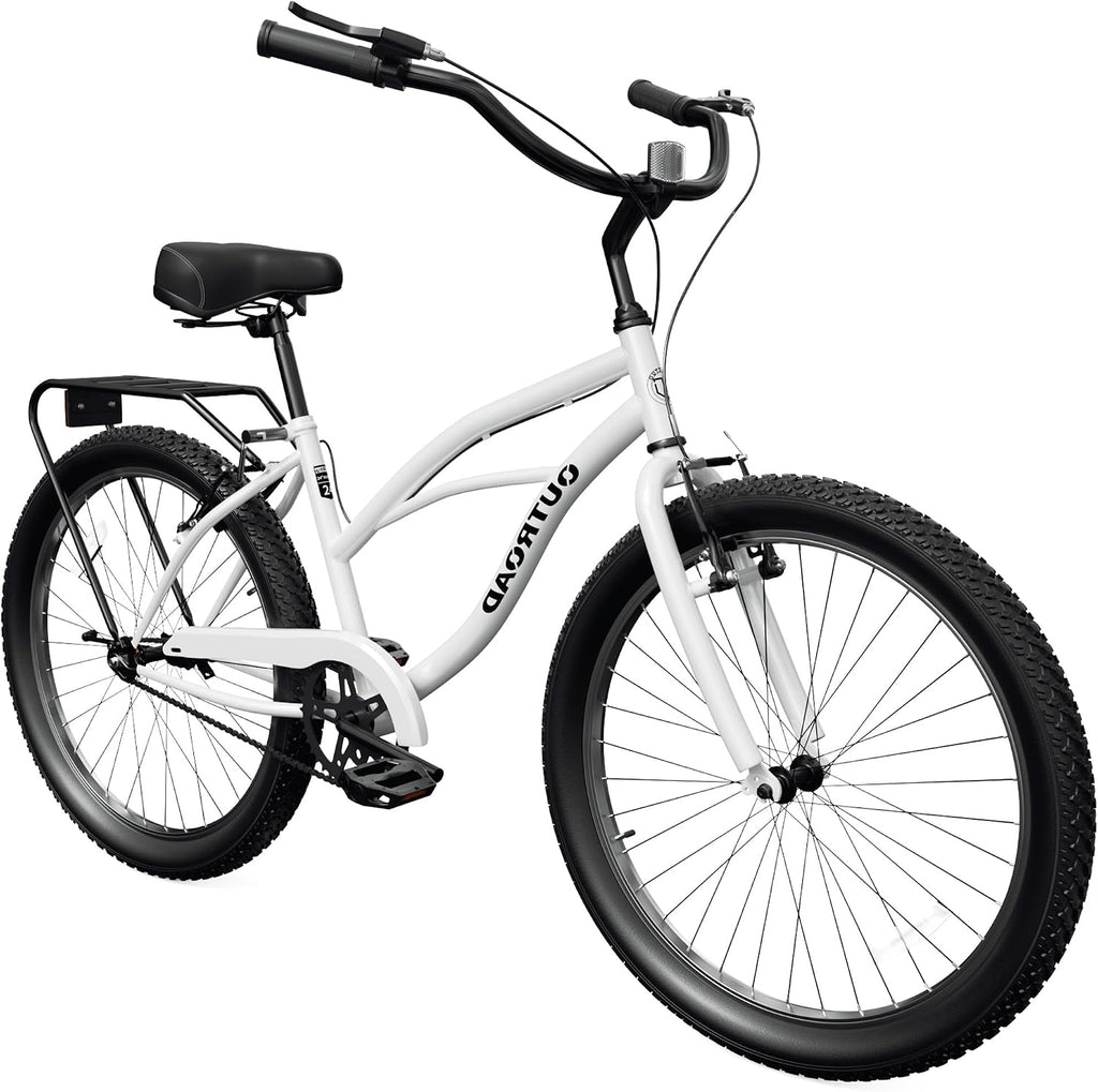 Beach Cruiser Bike for Women and Men, 24/26 Inch 1-Speed Adult Bicycle, Comfortable Step-Through Frame with Rear
