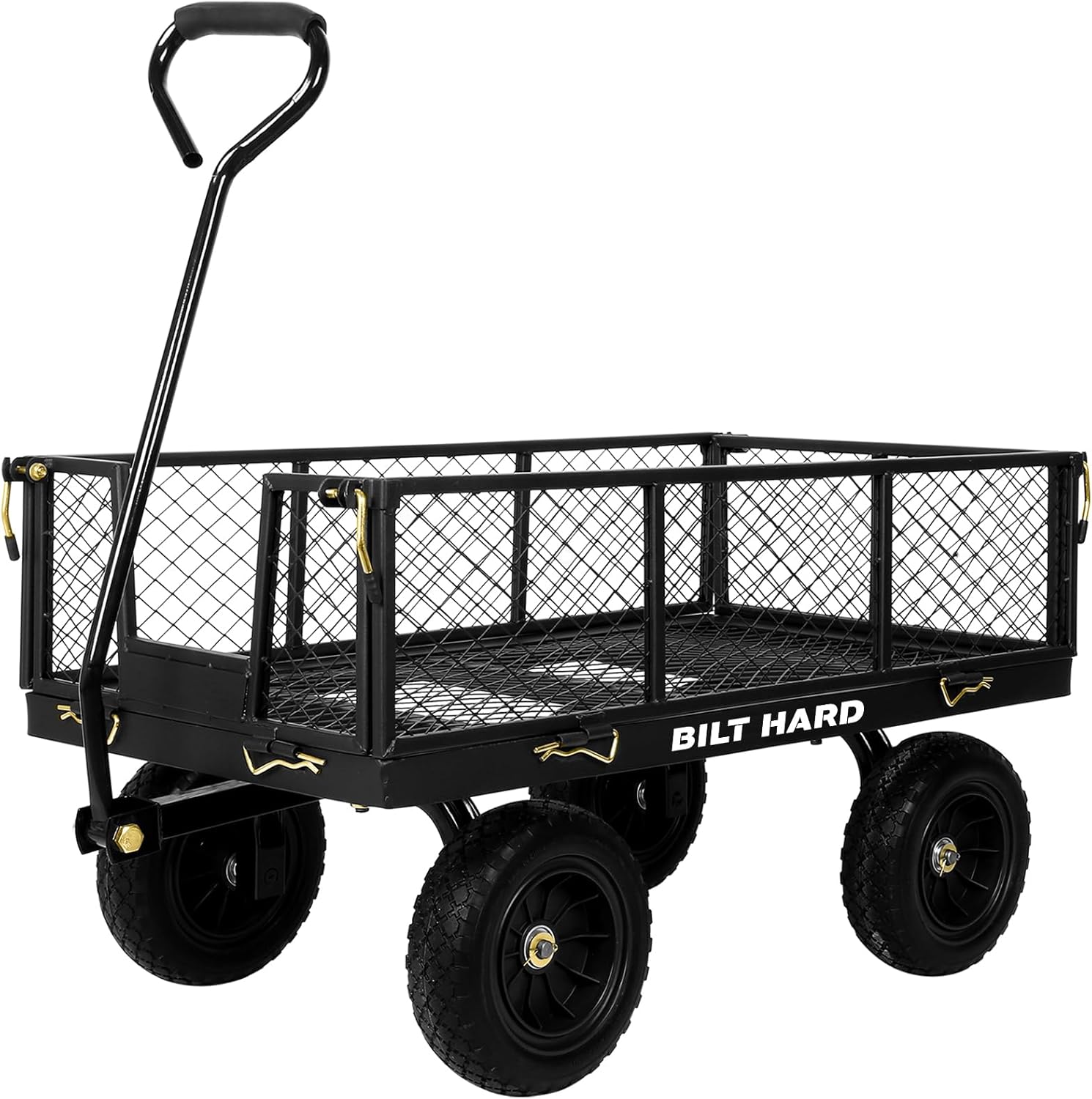 10" Flat Free Tires Heavy Duty Garden Cart with 180° Rotating Handle and Removable Sides, 4 Cu.Ft 880 lbs Capacity
