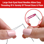 50ct Assorted Large Eye Needles for Hand Sewing, Self-Threading Sewing Needles, 6 Sizes