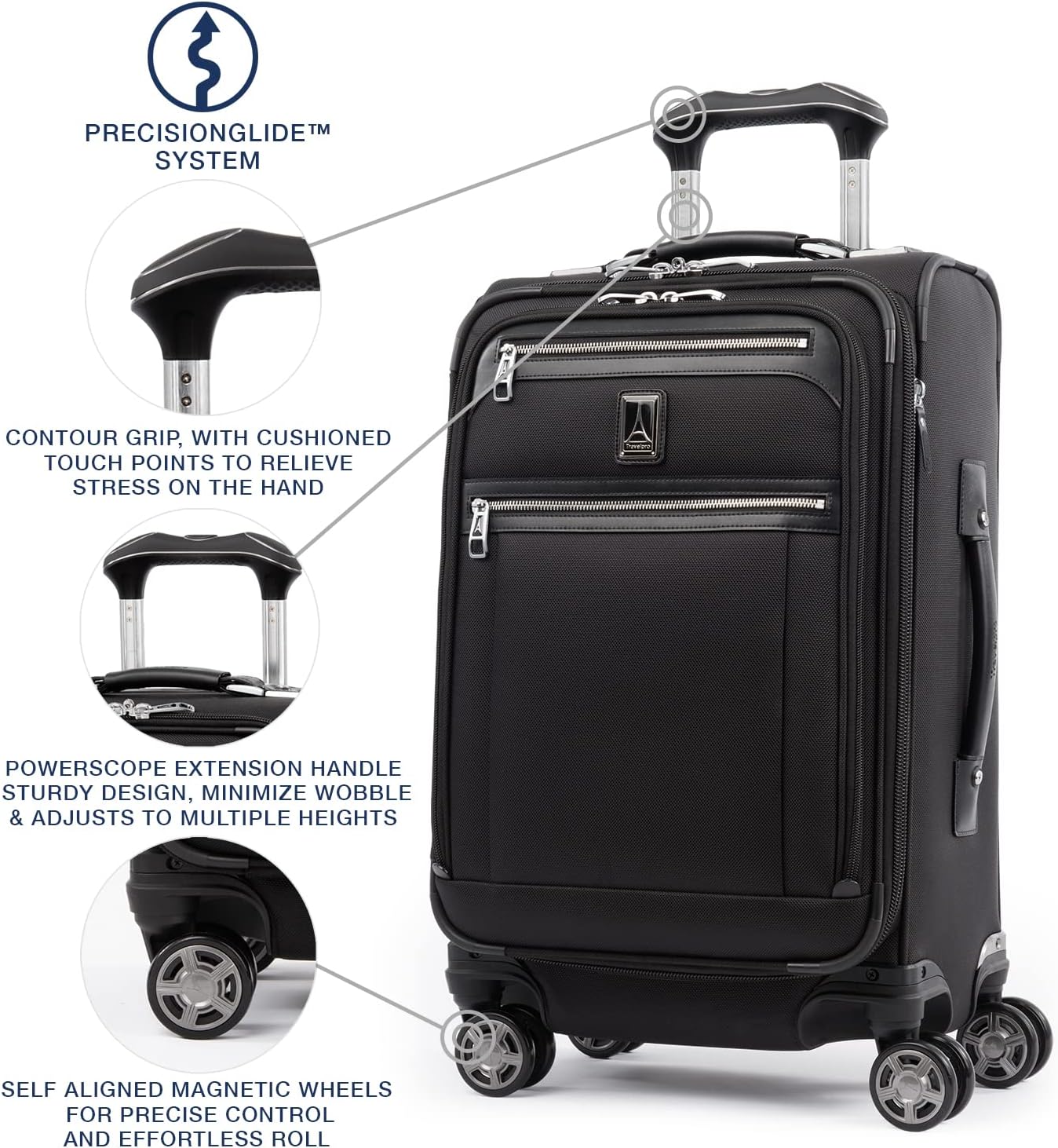 Platinum Elite Softside Expandable Carry on Luggage, 8 Wheel Spinner Suitcase, USB Port, Suiter, Men and Women