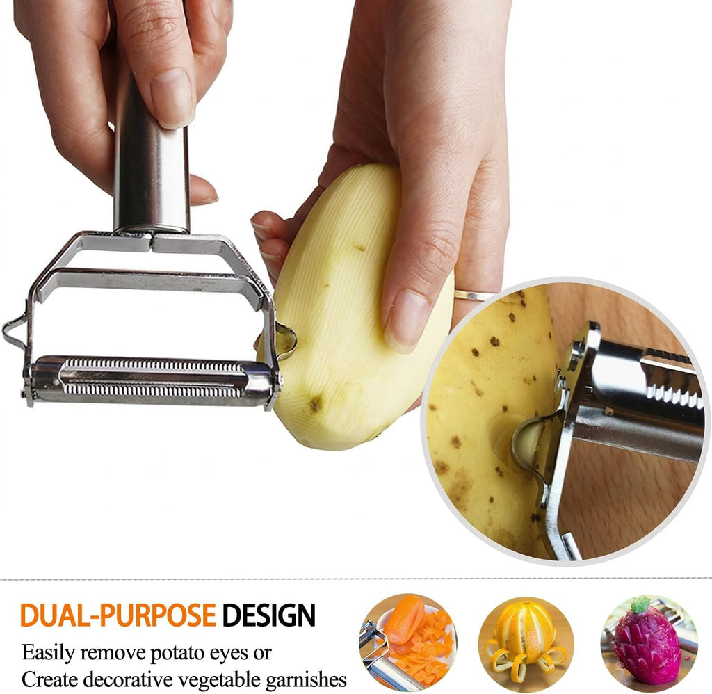 Potato Apple Vegetable Peeler Julienne Peeler for Kitchen - 3 in 1 Y Peeler for Fruit Veggie Carrot Cucumber