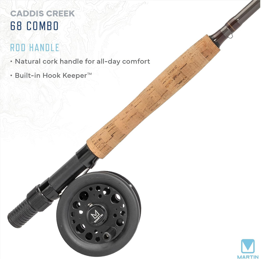 Caddis Creek Fly Fishing Rod and Reel Combo, 9-Foot 2-Piece Fiberglass Rod, Moderate Fast Action, Single Action Fly