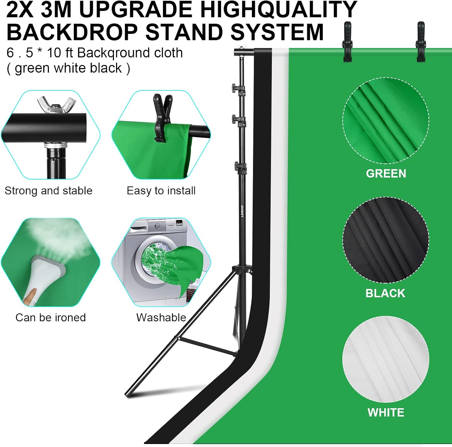 Photography Lighting kit with Backdrops, 8.5x10ft Backdrop Stands, UL Certified 5500K 800W Equivalent 25W LED