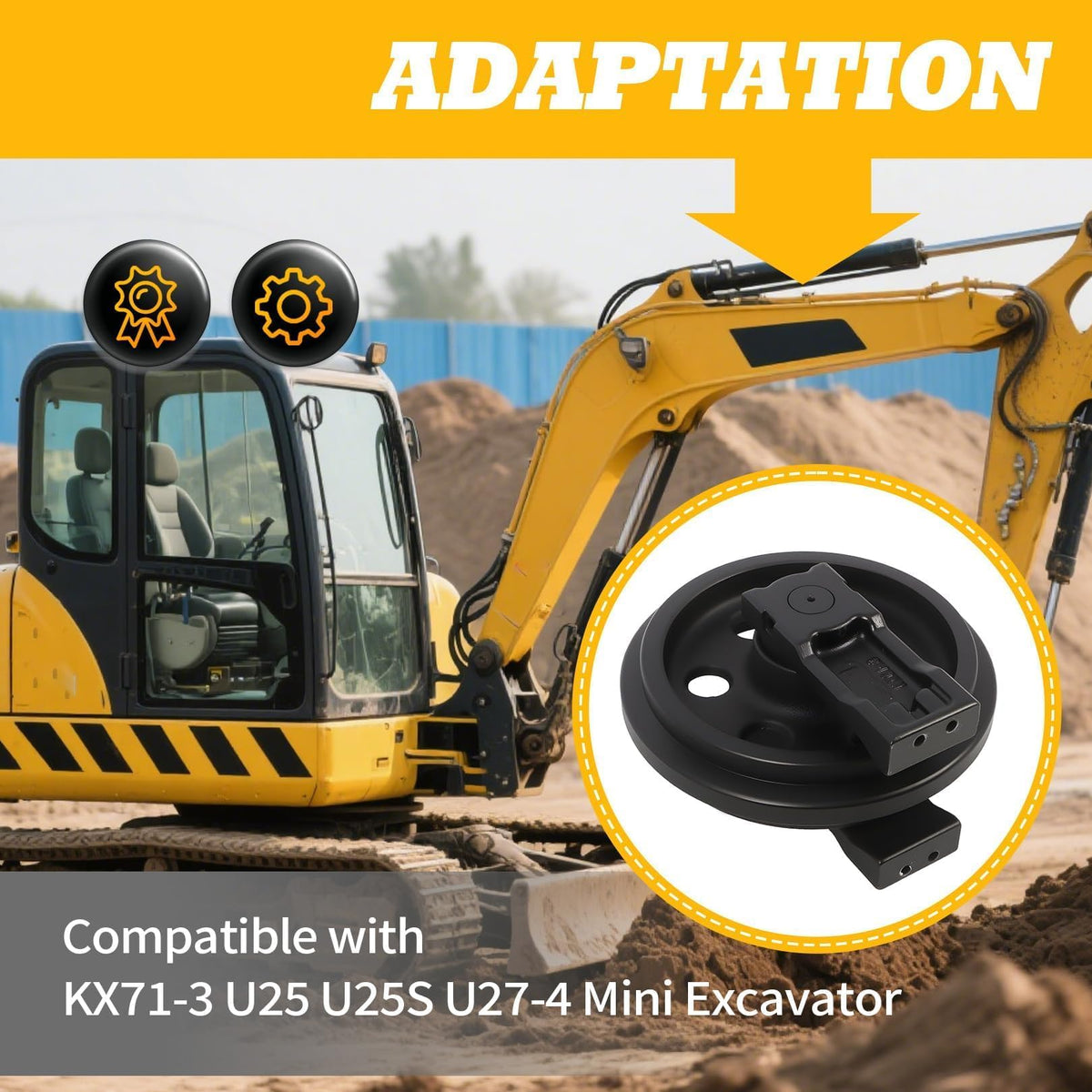 Jecoupoon Front Idler Pulley Compatible with KX71-3 U25 Mini Excavator