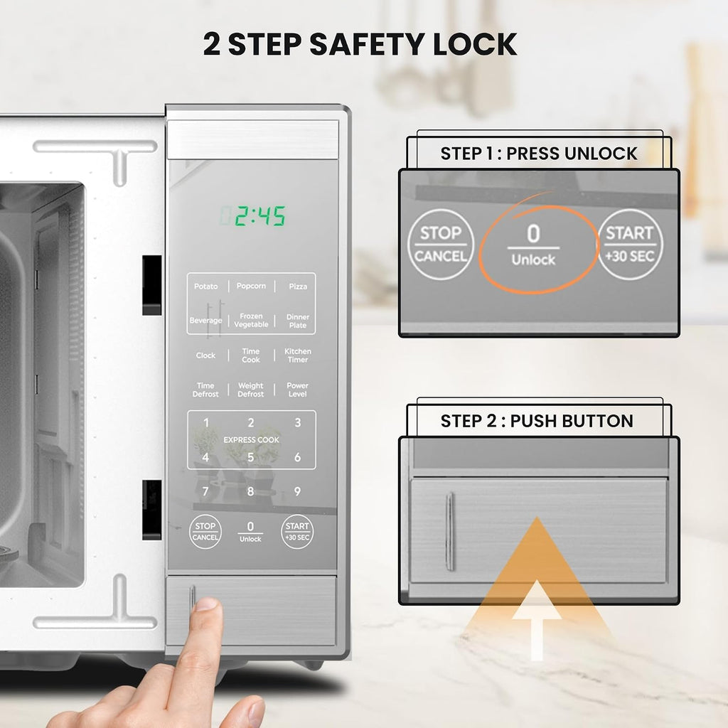 0.9 Cu Ft Microwave Oven – Compact Countertop Kitchen Appliance, Small Stainless Steel Microwave with Digital Touch