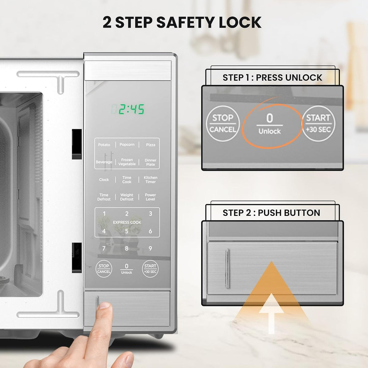 0.9 Cu Ft Microwave Oven – Compact Countertop Kitchen Appliance, Small Stainless Steel Microwave with Digital Touch