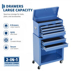 8-Drawer Rolling Tool Chest with Lock &Wheels 2-in-1 Large Toolbox