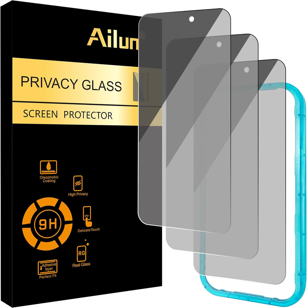 3 Pack for iPhone 17 Pro Privacy Screen Protector [6.3 inch] with installation frame, Anti Spy Private Tempered Glass